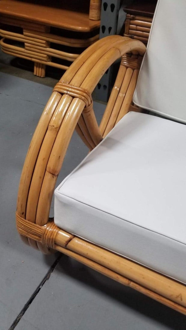 Restored Rattan Three-Strand Full Pretzel Lounge Chair and Three-Seat Sofa Set - 8