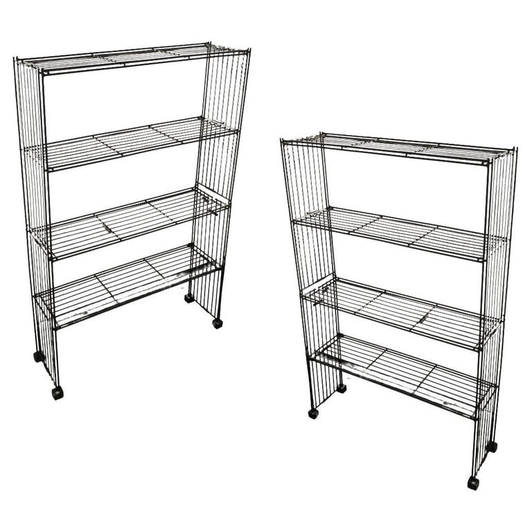 Mid-Century 4-Tier Iron Wire Art Display Shelf Bookshelf, Pair (1 of 7)
