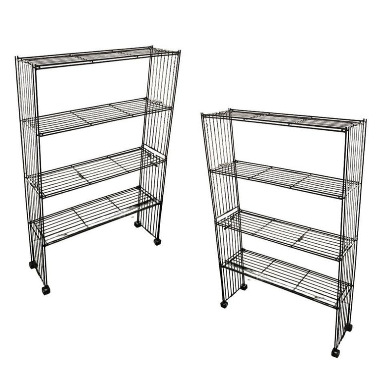 Mid-Century 4-Tier Iron Wire Art Display Shelf Bookshelf, Pair - 2