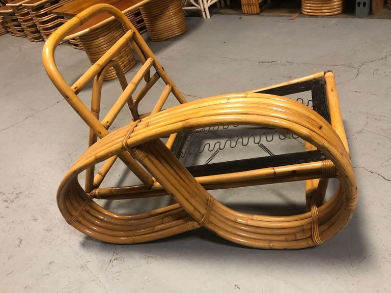 Restored Rattan Five-Strand Reverse 3/4 Pretzel Single Arm Lounge Chair - 2