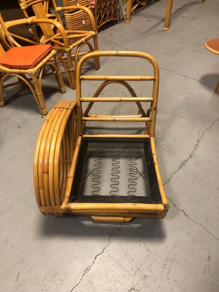 Restored Rattan Five-Strand Reverse 3/4 Pretzel Single Arm Lounge Chair - 3