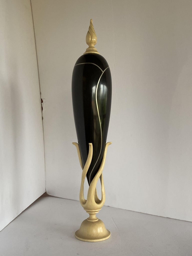 Sculpted Ebony, Silver and Maple "Hollow Vessel" #23 by Don Comer LACMA - 3