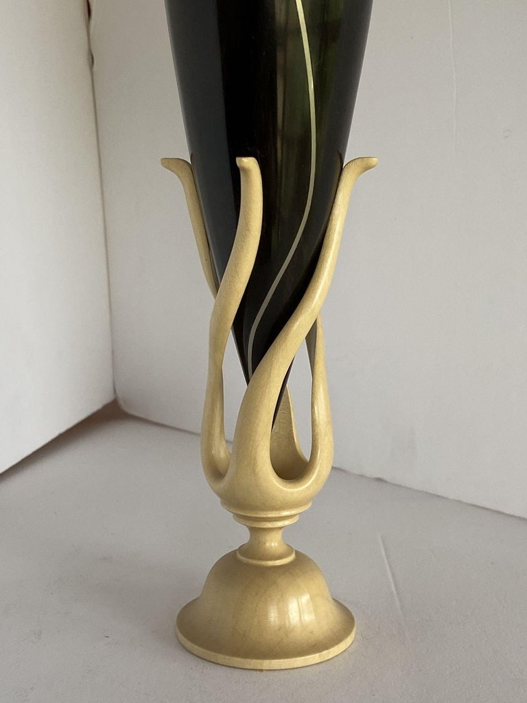 Sculpted Ebony, Silver and Maple "Hollow Vessel" #23 by Don Comer LACMA - 4