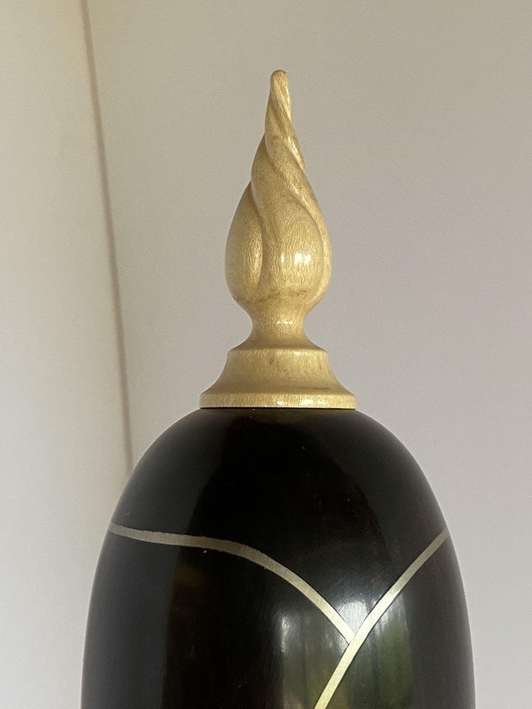 Sculpted Ebony, Silver and Maple "Hollow Vessel" #23 by Don Comer LACMA - 5