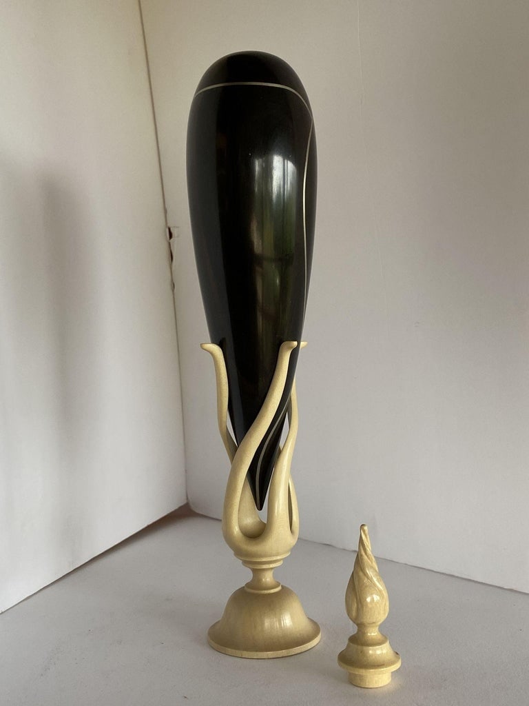 Sculpted Ebony, Silver and Maple "Hollow Vessel" #23 by Don Comer LACMA - 6