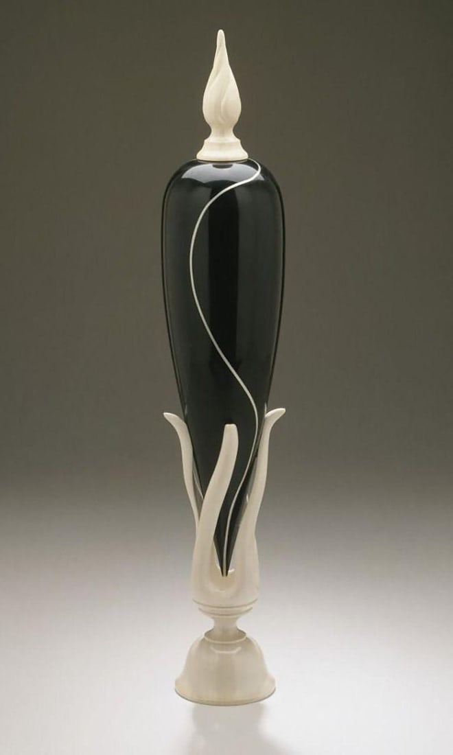 Sculpted Ebony, Silver and Maple "Hollow Vessel" #23 by Don Comer LACMA - 8