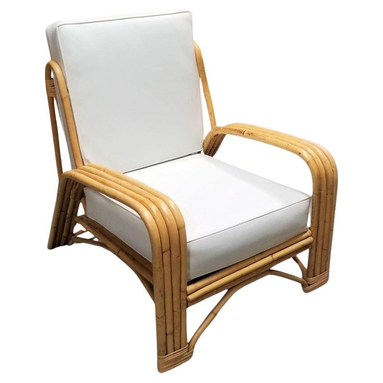 Restored 4-Strand Staple Arm Rattan Lounge Chair by Paul Laszlo (1 of 7)