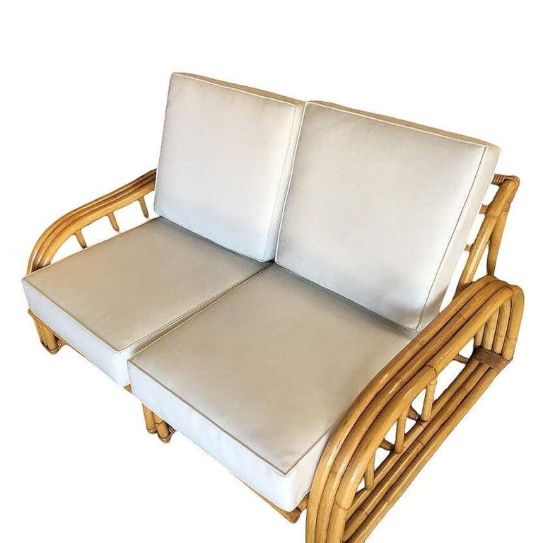 Rare Restored Museum Quality 3-Strand Rattan Settee, Paul Laszlo for Ficks Reed - 3