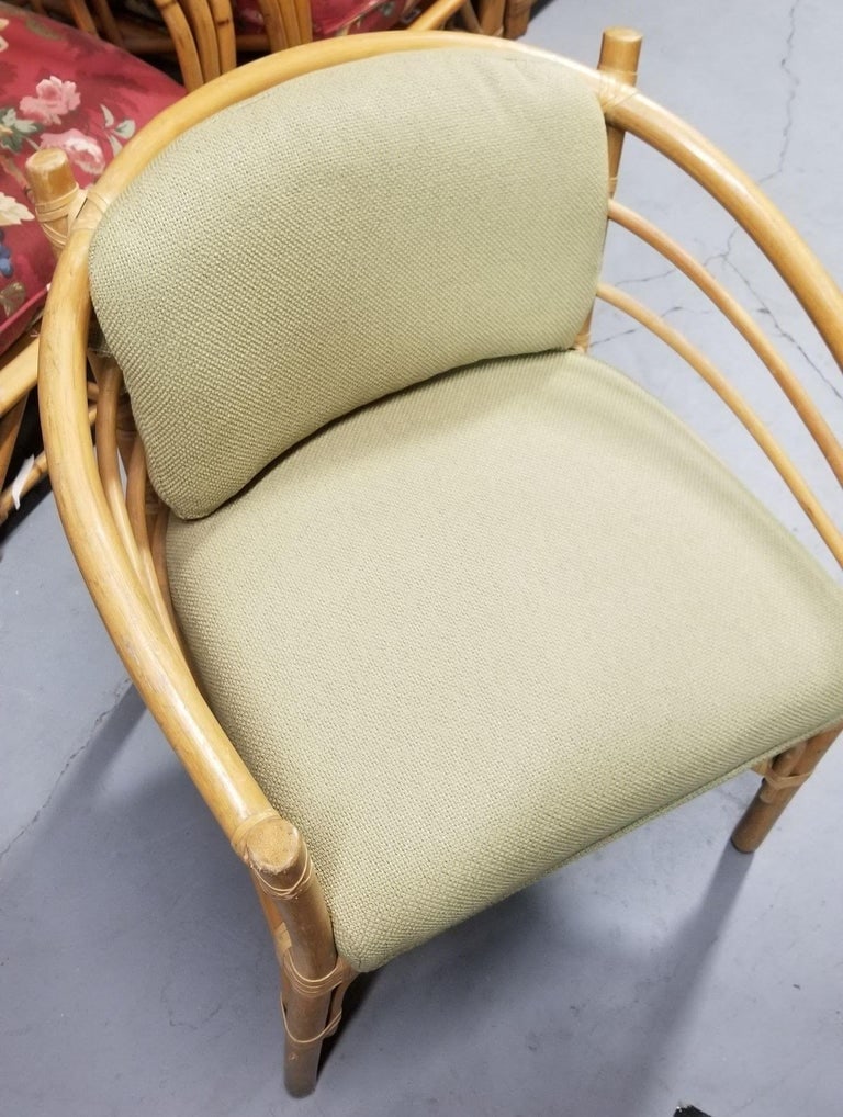 Restored Rattan Barrel Back Dining Chair Armchair W/ Skeleton Arms - Pair - 4
