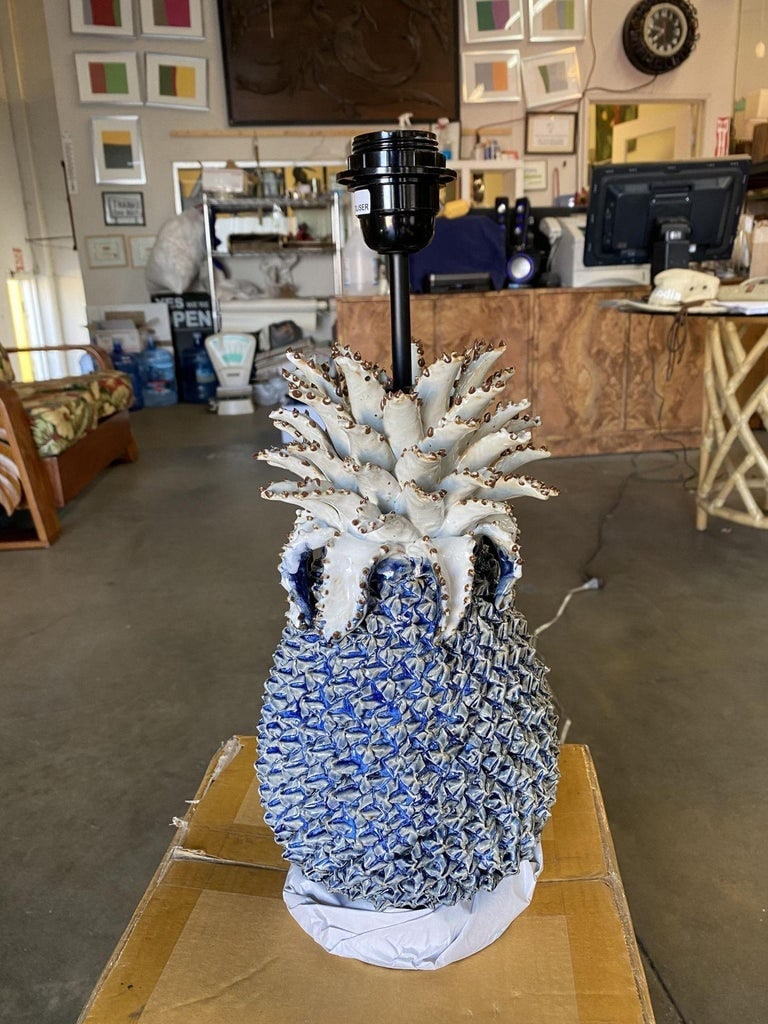 Modern Ceramic Pineapple Lamp With Large Shade W/ Shade - 8