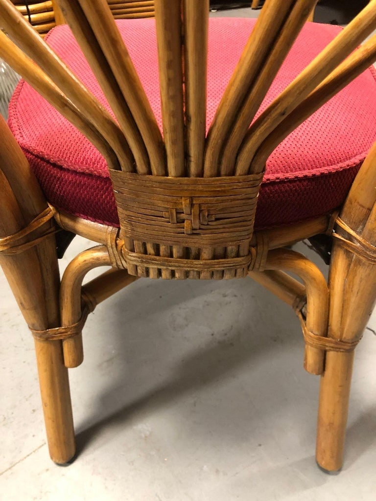 Restored Rattan Petal Fan Back Dining Chairs Set of 10 - 6