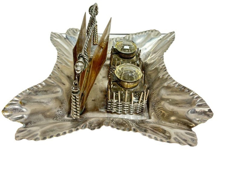 Late 1800's Double Ink Well & Letter Holder- From Agne's Moorehead Estate - 4