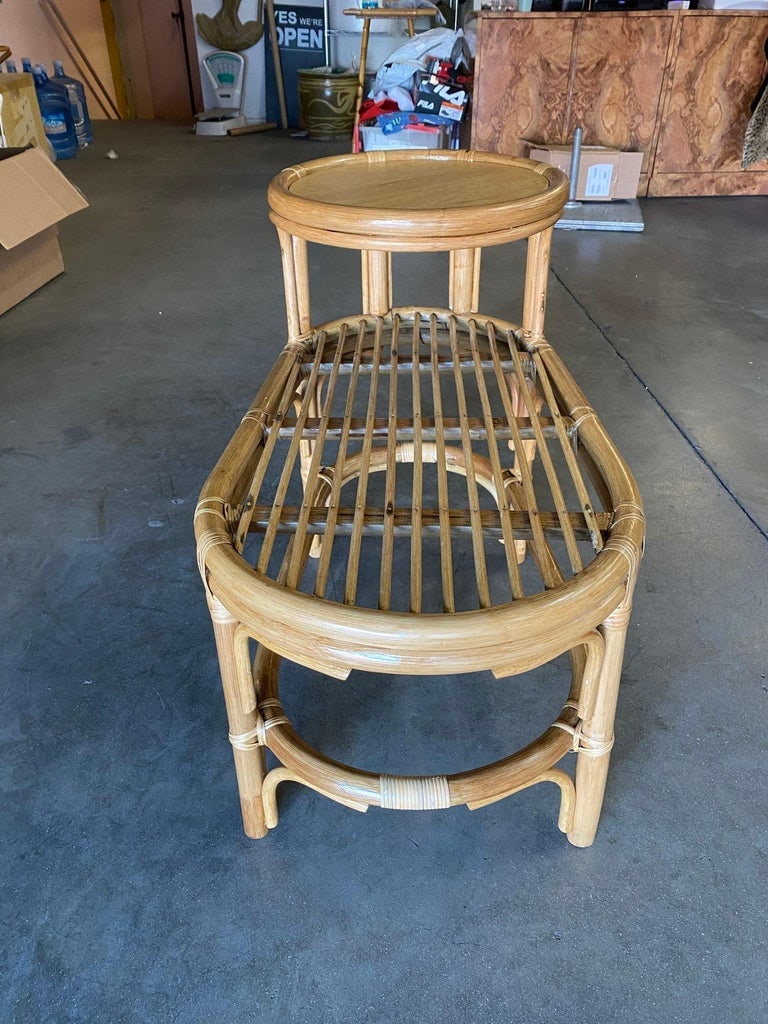 Restored Single Strand Rattan Side Table W/ Grill Top, Pair - 9