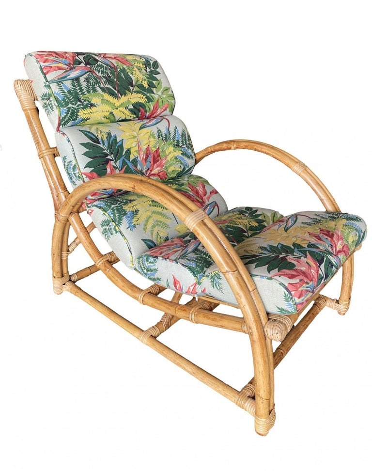Restored Two-Strand "Half Moon" Rattan Cup Seat Lounge Chair - 10