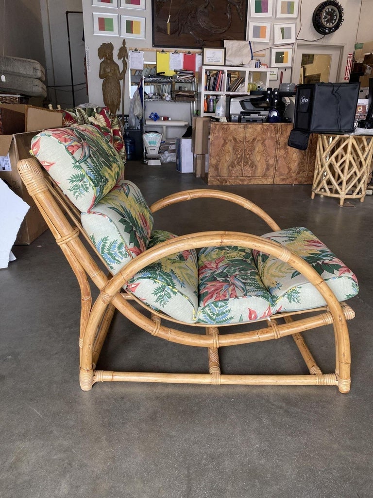 Restored Two-Strand "Half Moon" Rattan Cup Seat Lounge Chair - 3