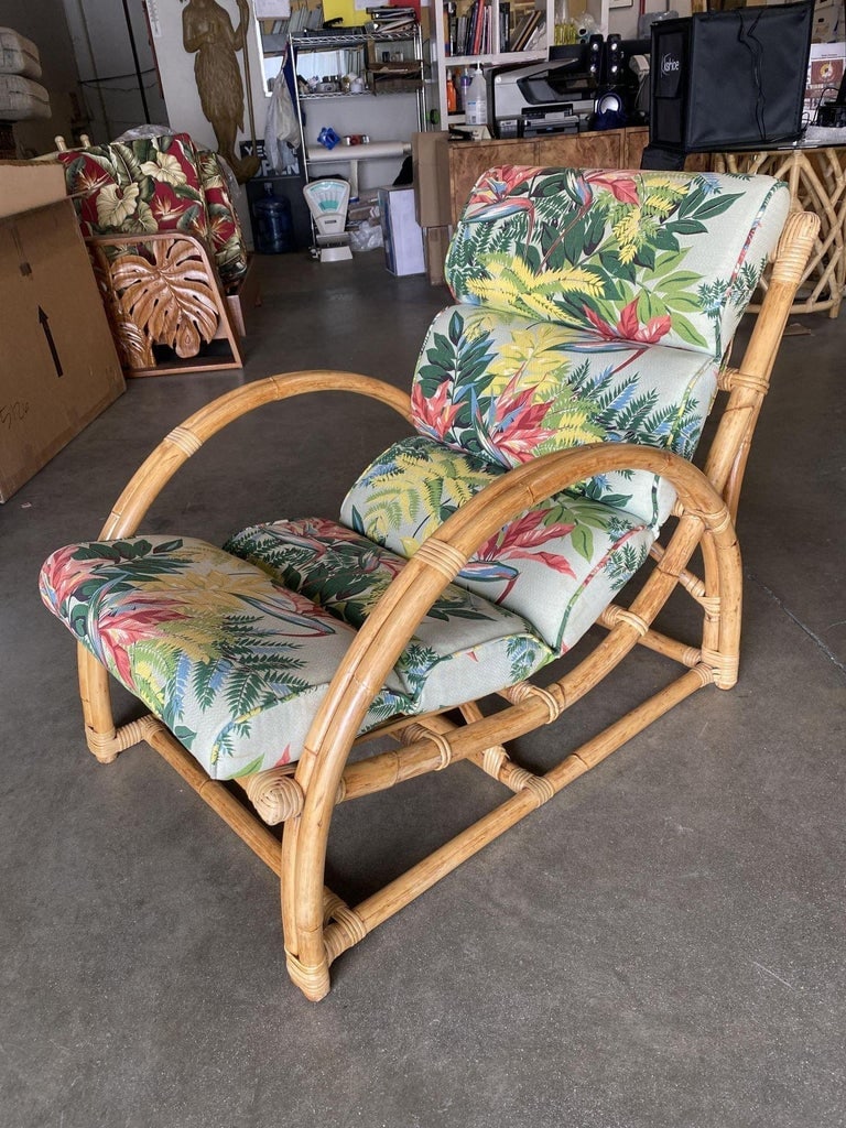 Restored Two-Strand "Half Moon" Rattan Cup Seat Lounge Chair - 5