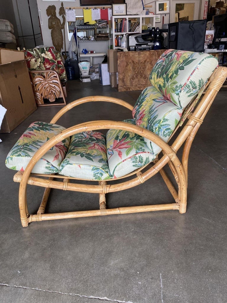 Restored Two-Strand "Half Moon" Rattan Cup Seat Lounge Chair - 6