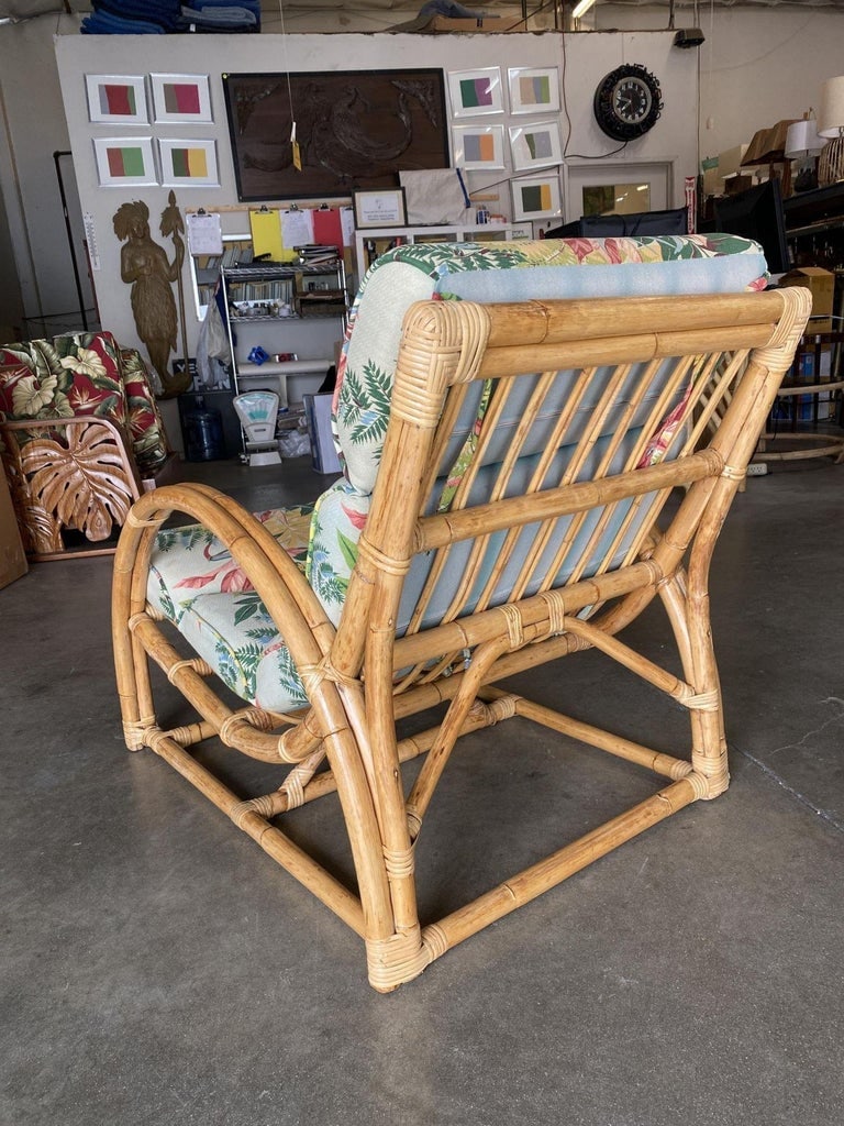Restored Two-Strand "Half Moon" Rattan Cup Seat Lounge Chair - 8