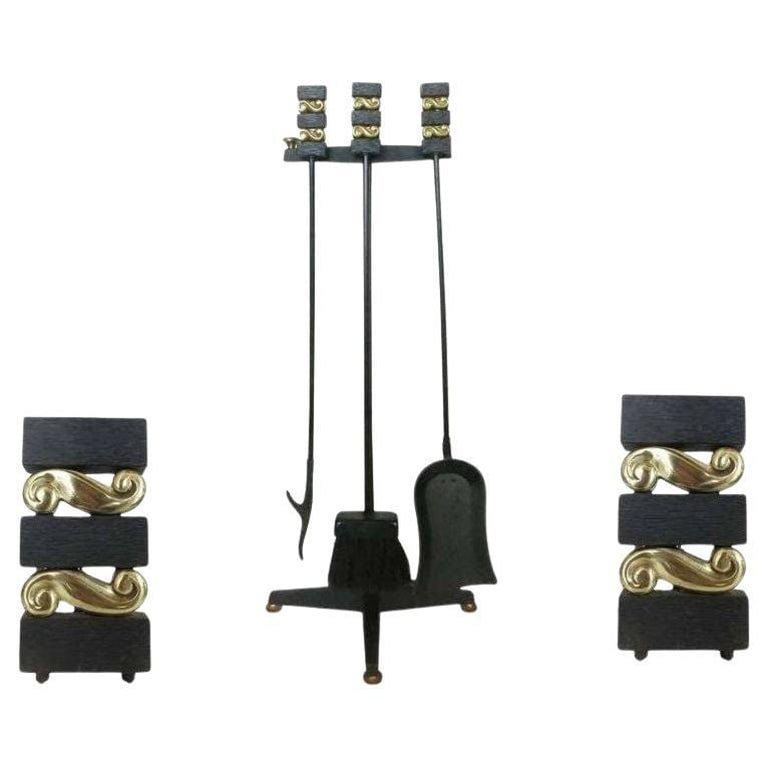 Donald Deskey Andirons and Fireplace Tools by Bennett Co (1 of 5)