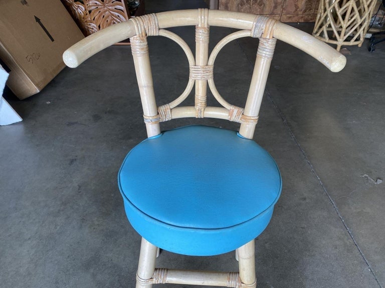 Restored Rattan Bar Stools with Hour Glass Seat Back, Set of 6 - 6