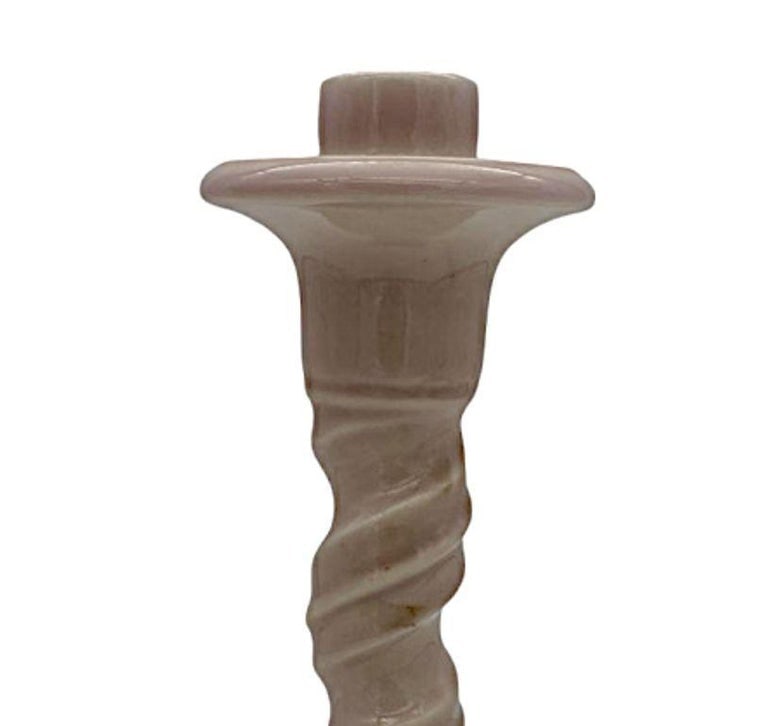 Rare Rockwood Pottery Candlestick holders Light Pink Dolphin 1919 - 3
