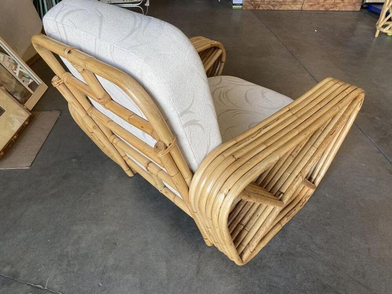 Restored Six-Strand Square Pretzel Rattan Lounge Chair with Ottoman - 6