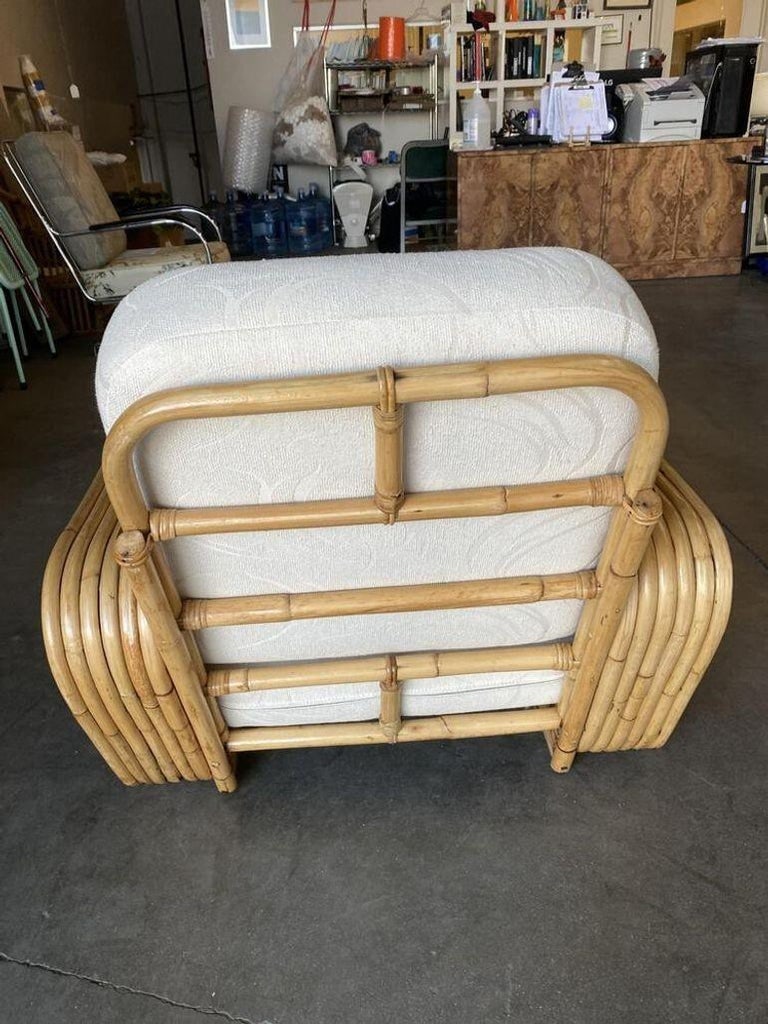 Restored Six-Strand Square Pretzel Rattan Lounge Chair with Ottoman - 7