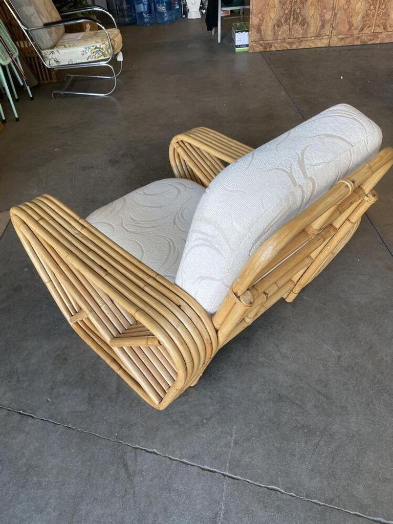 Restored Six-Strand Square Pretzel Rattan Lounge Chair with Ottoman - 8
