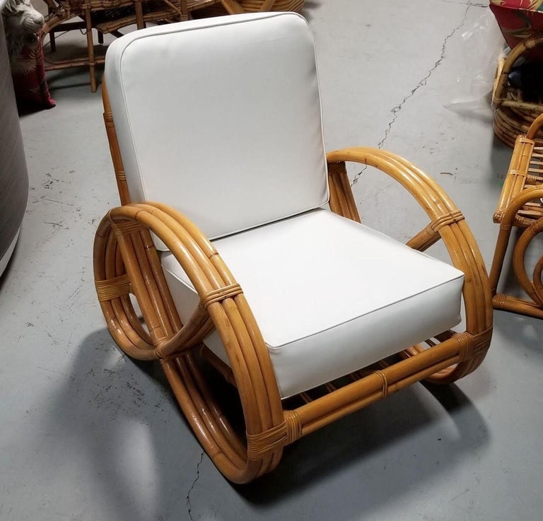 Restored Mid-Century Frankl Style Rattan Three-Strand Full Pretzel Livingroom Se - 11