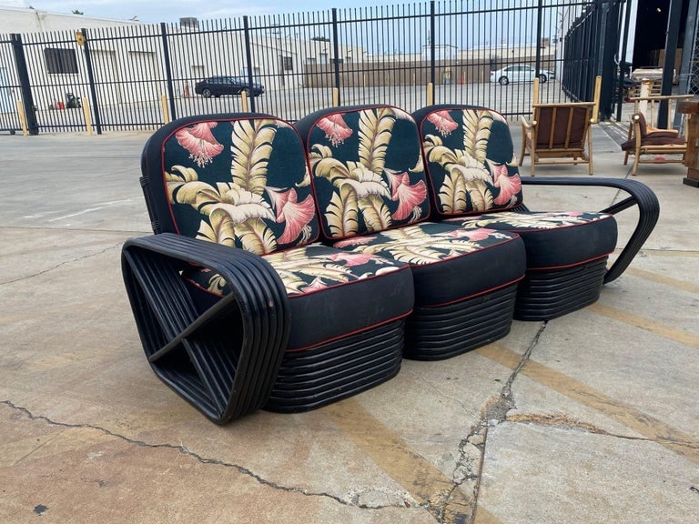 Restored 6 Strand Black Ash Table, Sofa, Lounge Chair Livingroom Set - 9