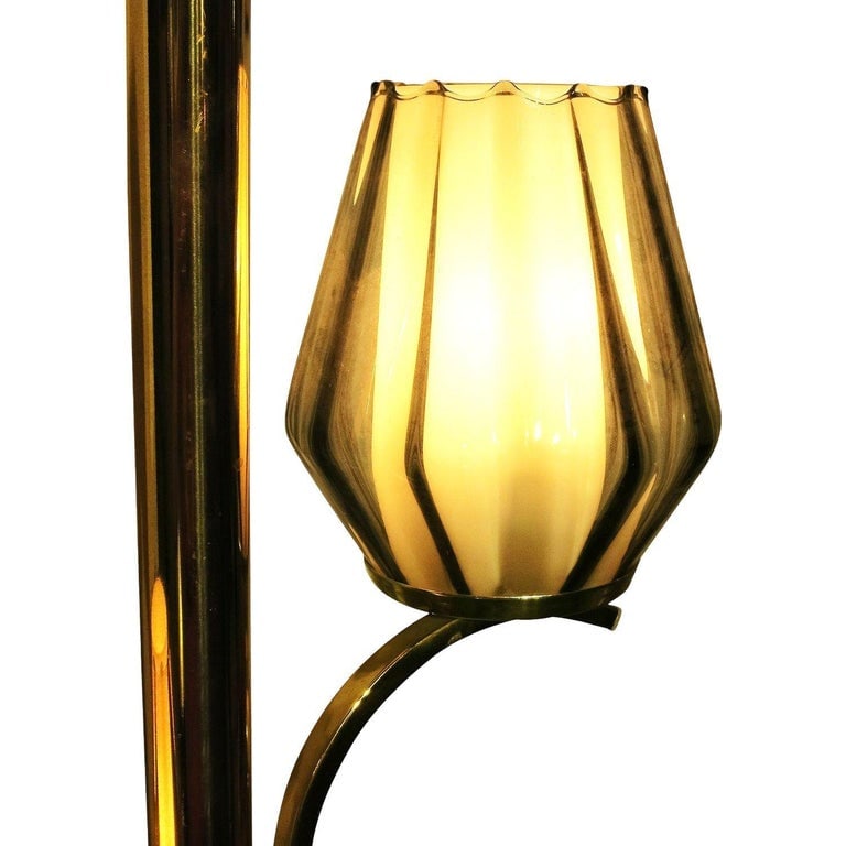 Mid Century Brass Triple Light Floor to Ceiling Tension Pole Lamp - 10