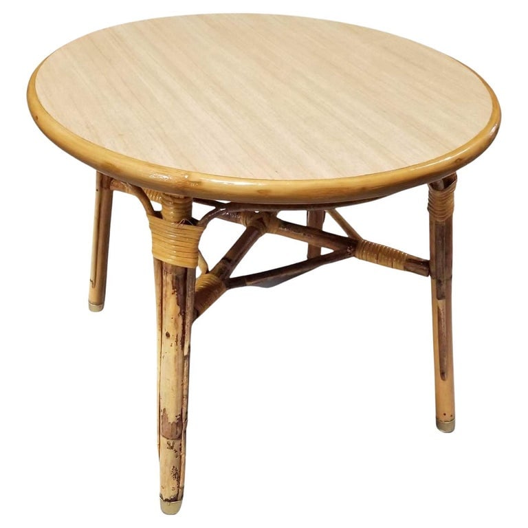 Restored Rattan Small Round Side Table (1 of 5)