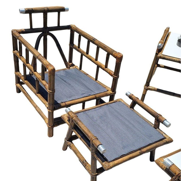 Restored 8 Piece "Far Horizon" Rattan Livingroom Set by John Wisner For Ficks - 11