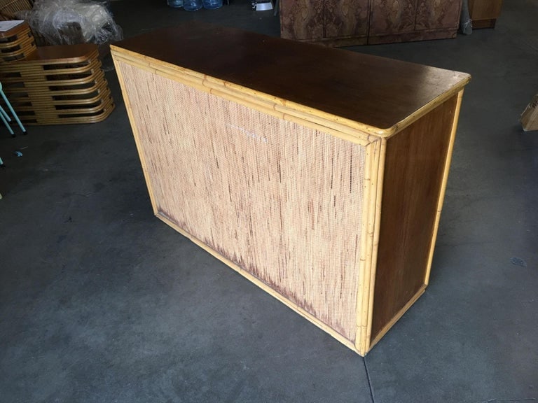 Restored Stacked Rattan Sideboard W/ Mahogany Top - 10