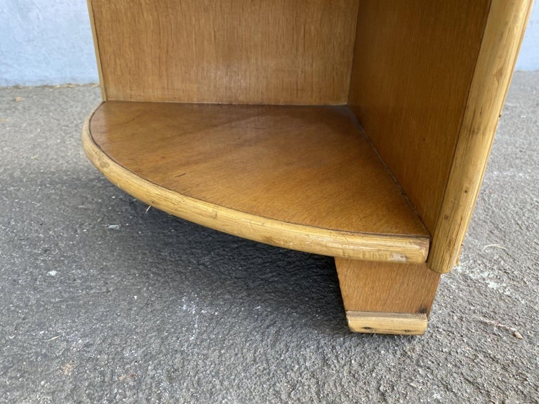 Restored Tropical Koa Wood Corner Shelf W/ Rattan Boarder - 10