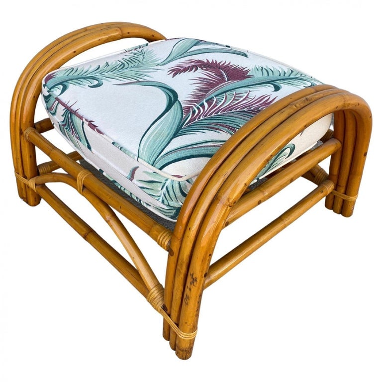 Restored Original Paul Frankl 3-Strand Half Moon Lounge Chair Cobra Back Ottoman - 10