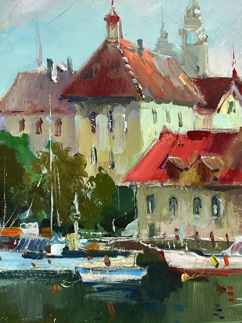 Oil painting Port City on a Cloudy Day Yuriy Suprunchuk - 4