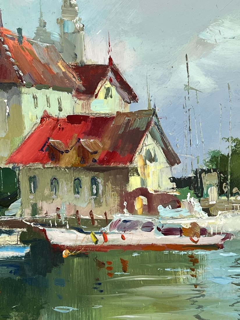 Oil painting Port City on a Cloudy Day Yuriy Suprunchuk - 7