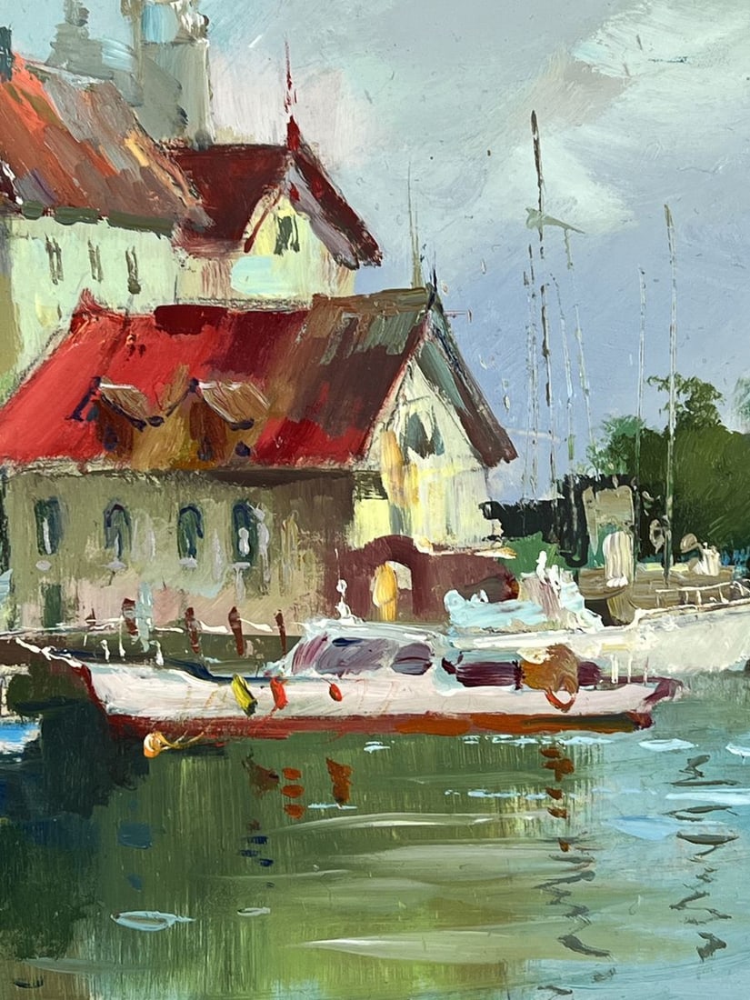 Oil painting Port City on a Cloudy Day Yuriy Suprunchuk - 8