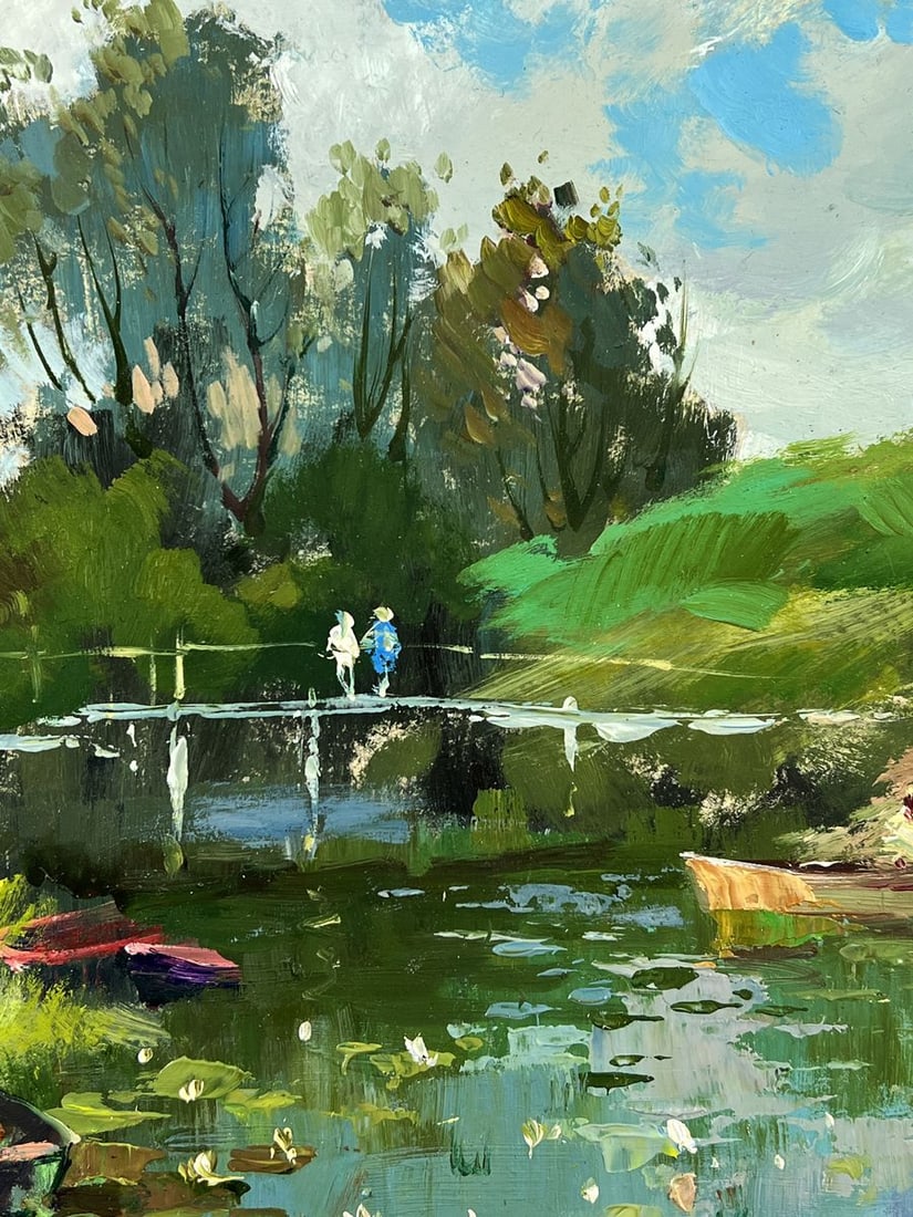 Oil painting River Boats in Nature Yuriy Suprunchuk - 6