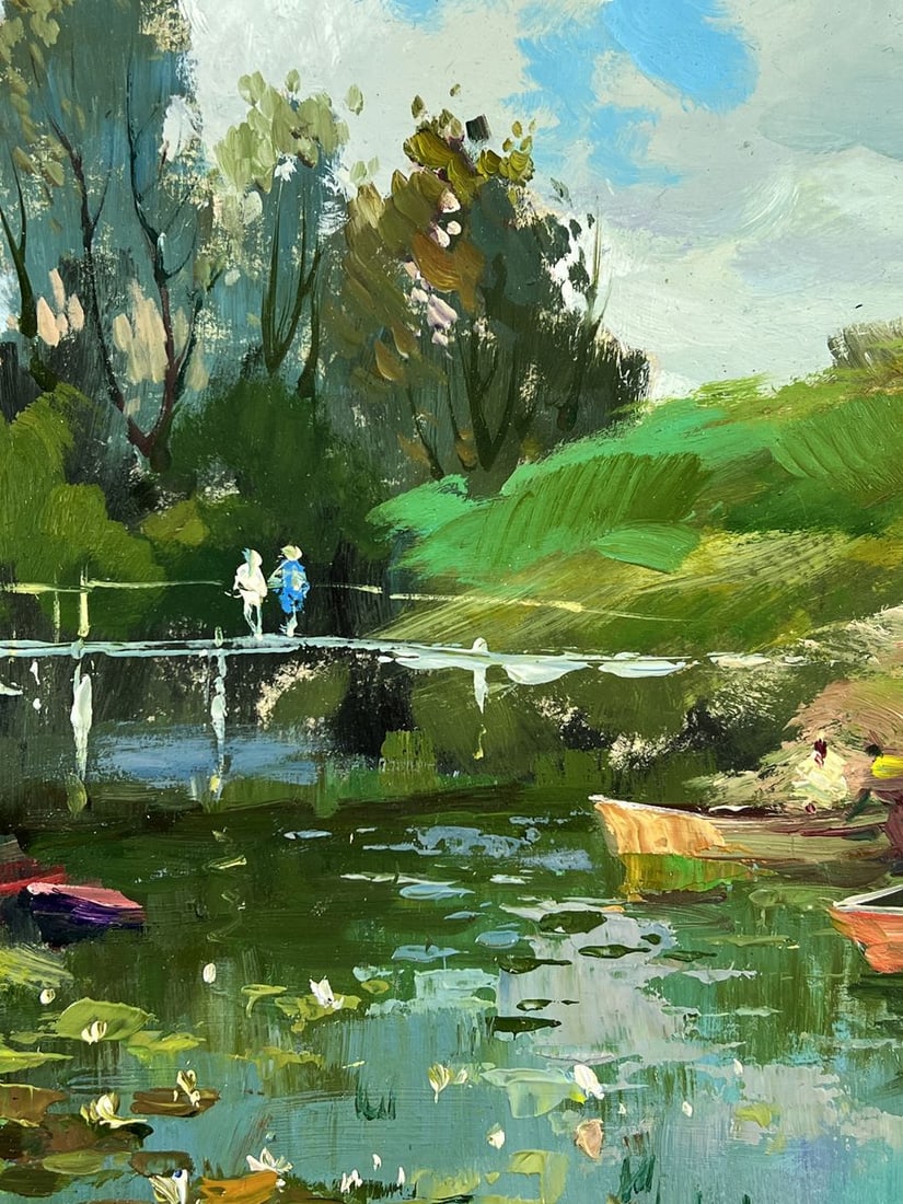 Oil painting River Boats in Nature Yuriy Suprunchuk - 7