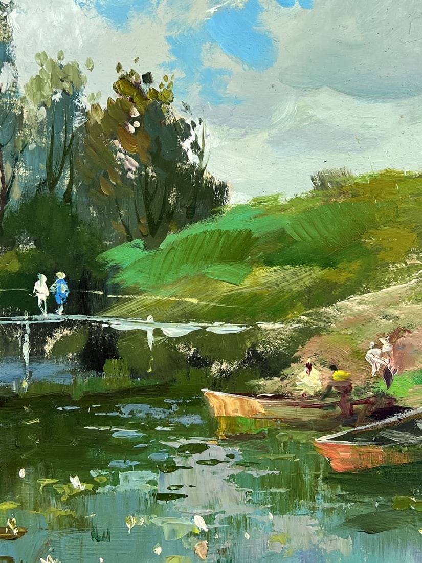 Oil painting River Boats in Nature Yuriy Suprunchuk - 8