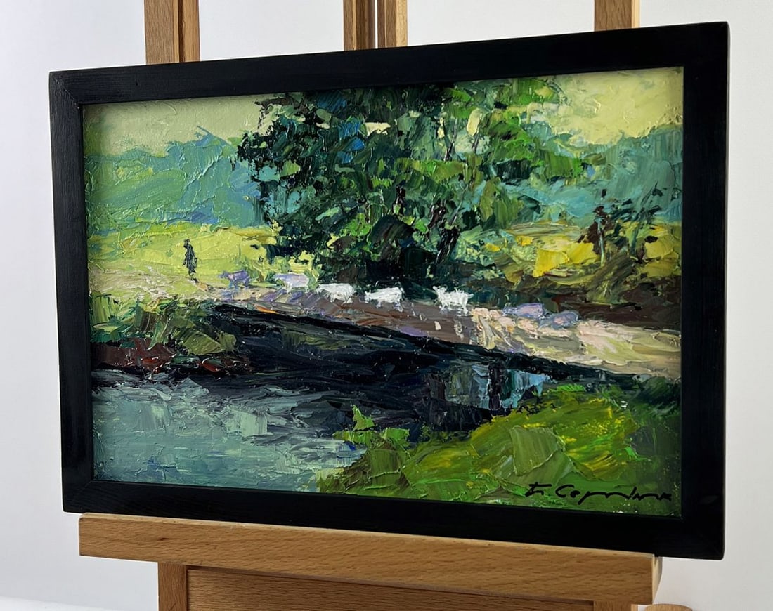 Oil painting White Goats Over the River Boris Serdyuk - 2