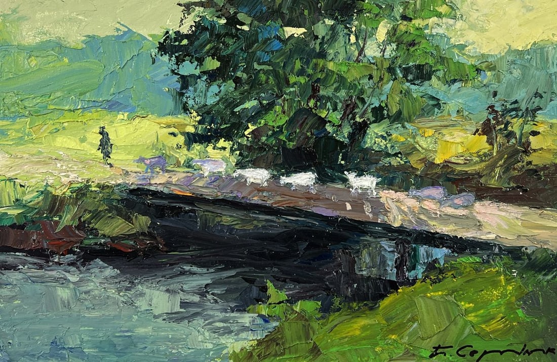 Oil painting White Goats Over the River Boris Serdyuk - 3