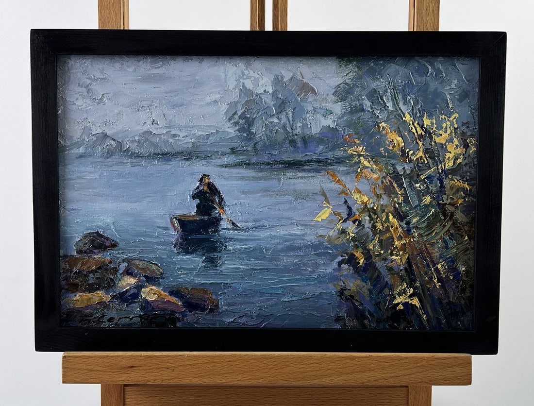 Oil painting On a Boat in the Middle of the River Boris Serdyuk (1 of 11)