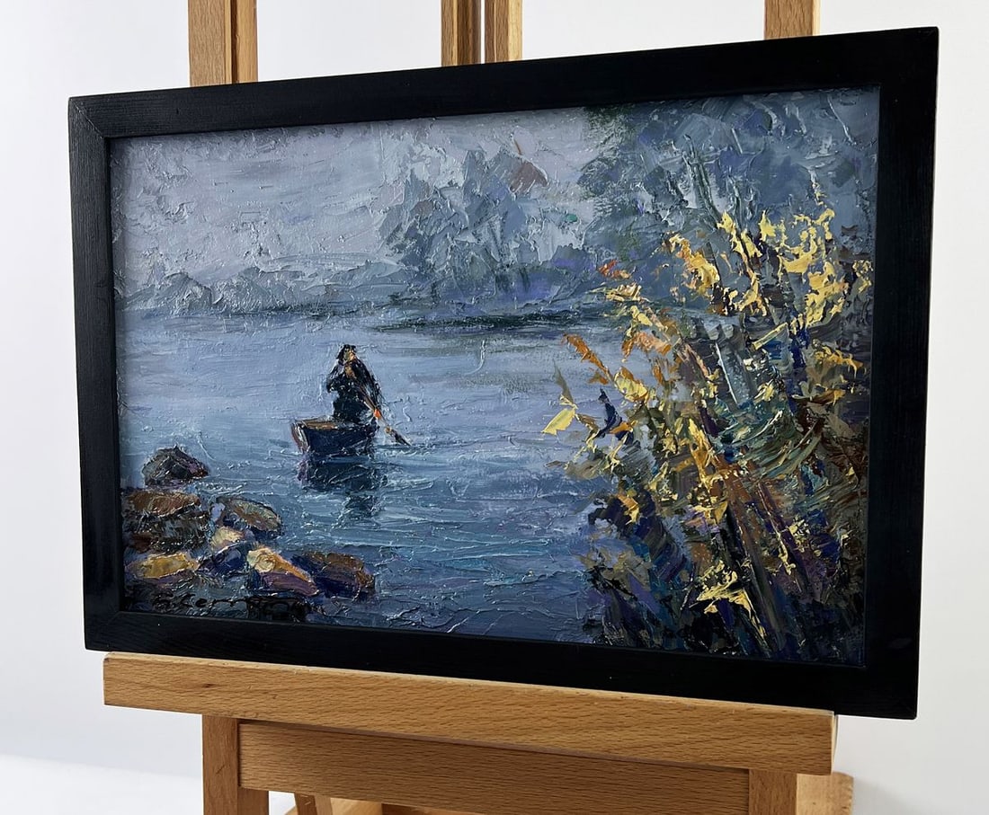 Oil painting On a Boat in the Middle of the River Boris Serdyuk - 2