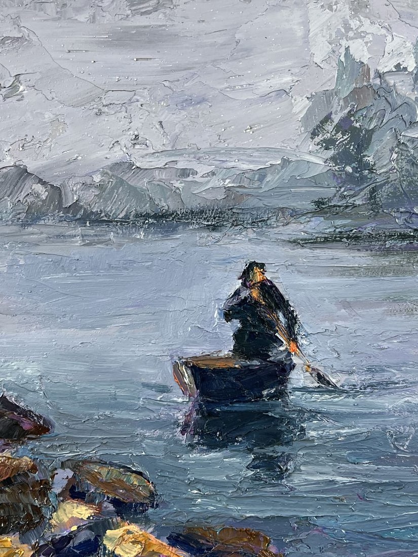 Oil painting On a Boat in the Middle of the River Boris Serdyuk - 4