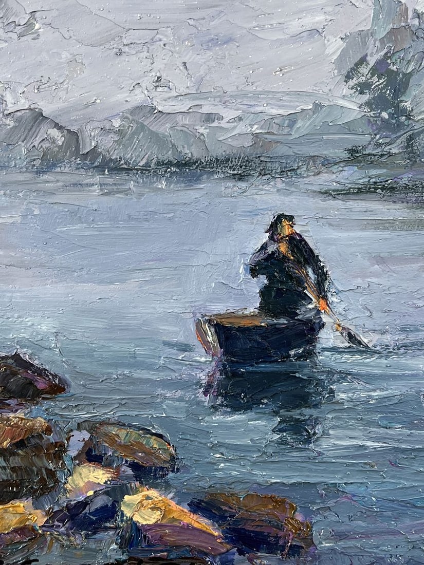 Oil painting On a Boat in the Middle of the River Boris Serdyuk - 5