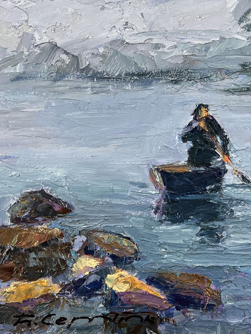 Oil painting On a Boat in the Middle of the River Boris Serdyuk - 6