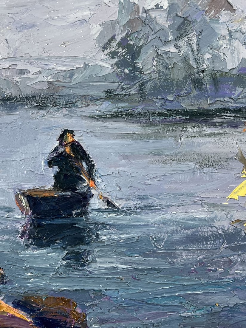 Oil painting On a Boat in the Middle of the River Boris Serdyuk - 8